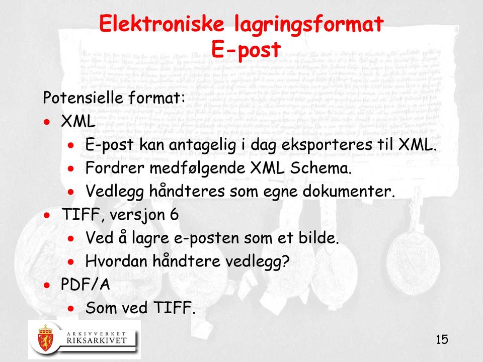 Vedlegg håndteres som egne dokumenter.