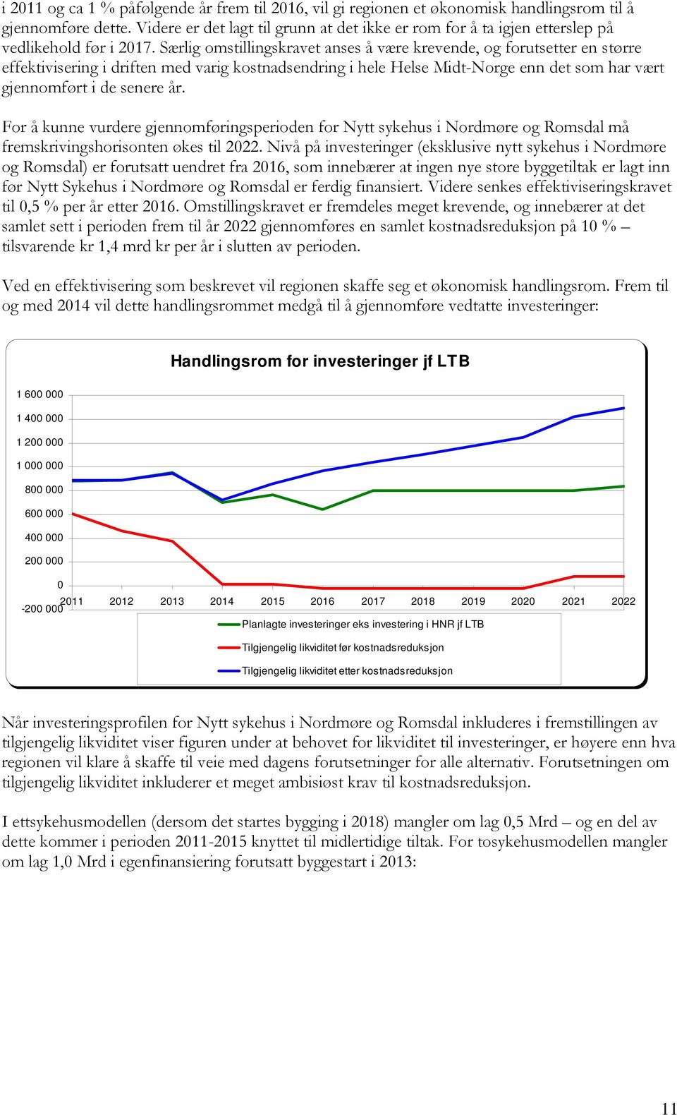 Særlig omstillingskravet anses å være krevende, og forutsetter en større effektivisering i driften med varig kostnadsendring i hele Helse Midt-Norge enn det som har vært gjennomført i de senere år.