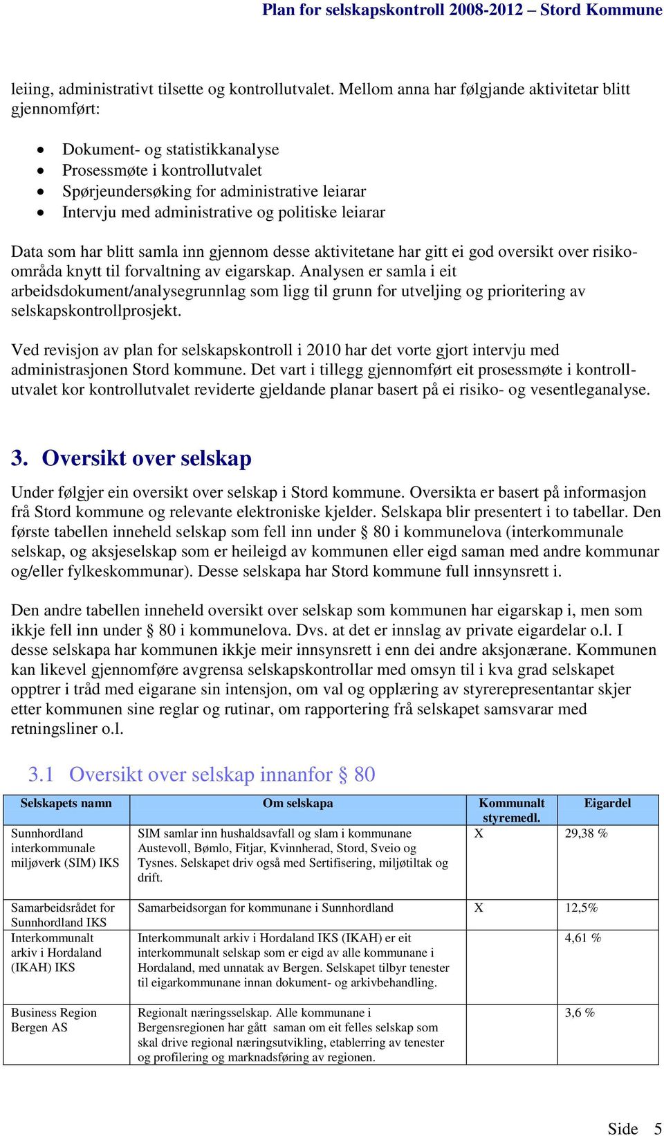 politiske leiarar Data som har blitt samla inn gjennom desse aktivitetane har gitt ei god oversikt over risikoområda knytt til forvaltning av eigarskap.