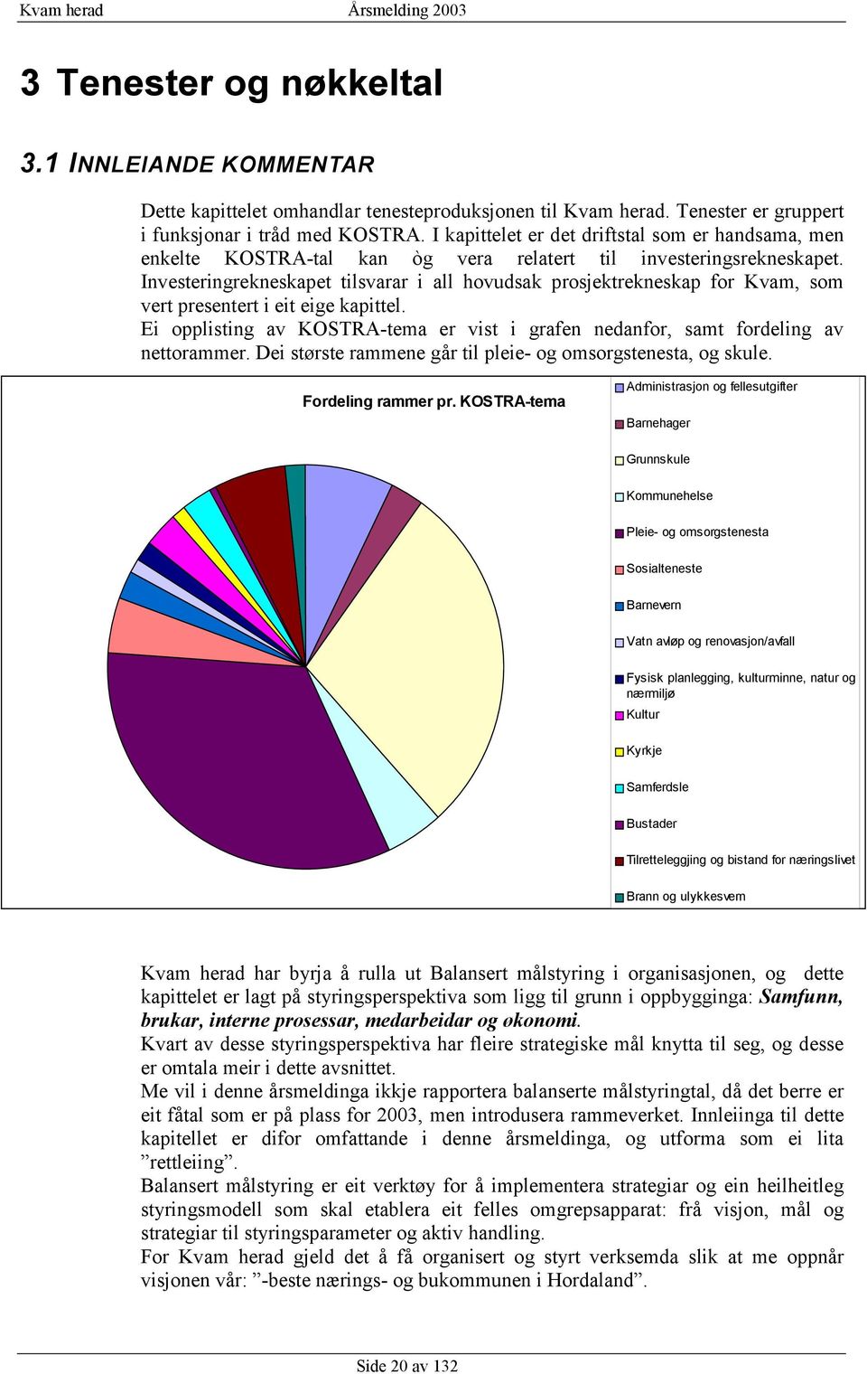 Investeringrekneskapet tilsvarar i all hovudsak prosjektrekneskap for Kvam, som vert presentert i eit eige kapittel.