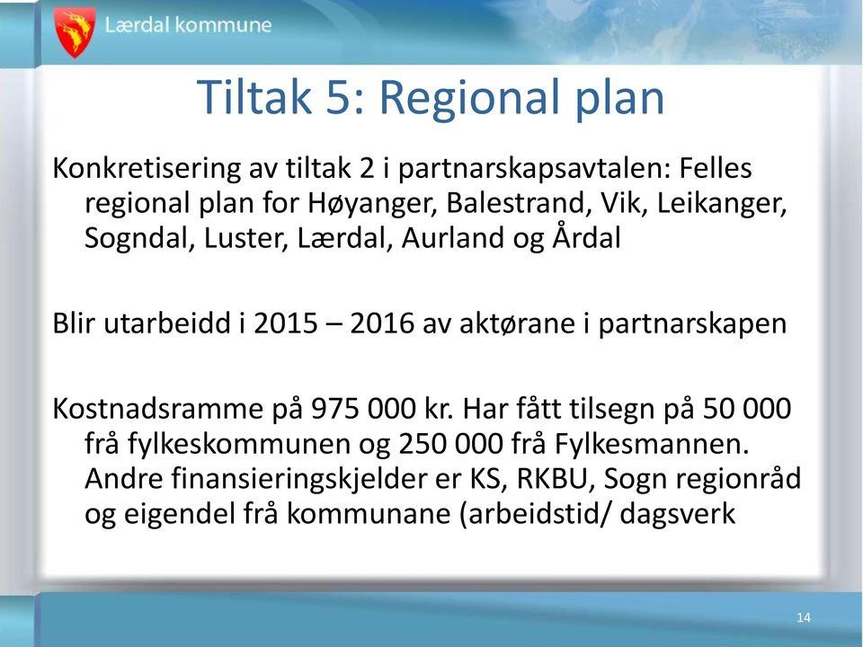 partnarskapen Kostnadsramme på 975 000 kr.