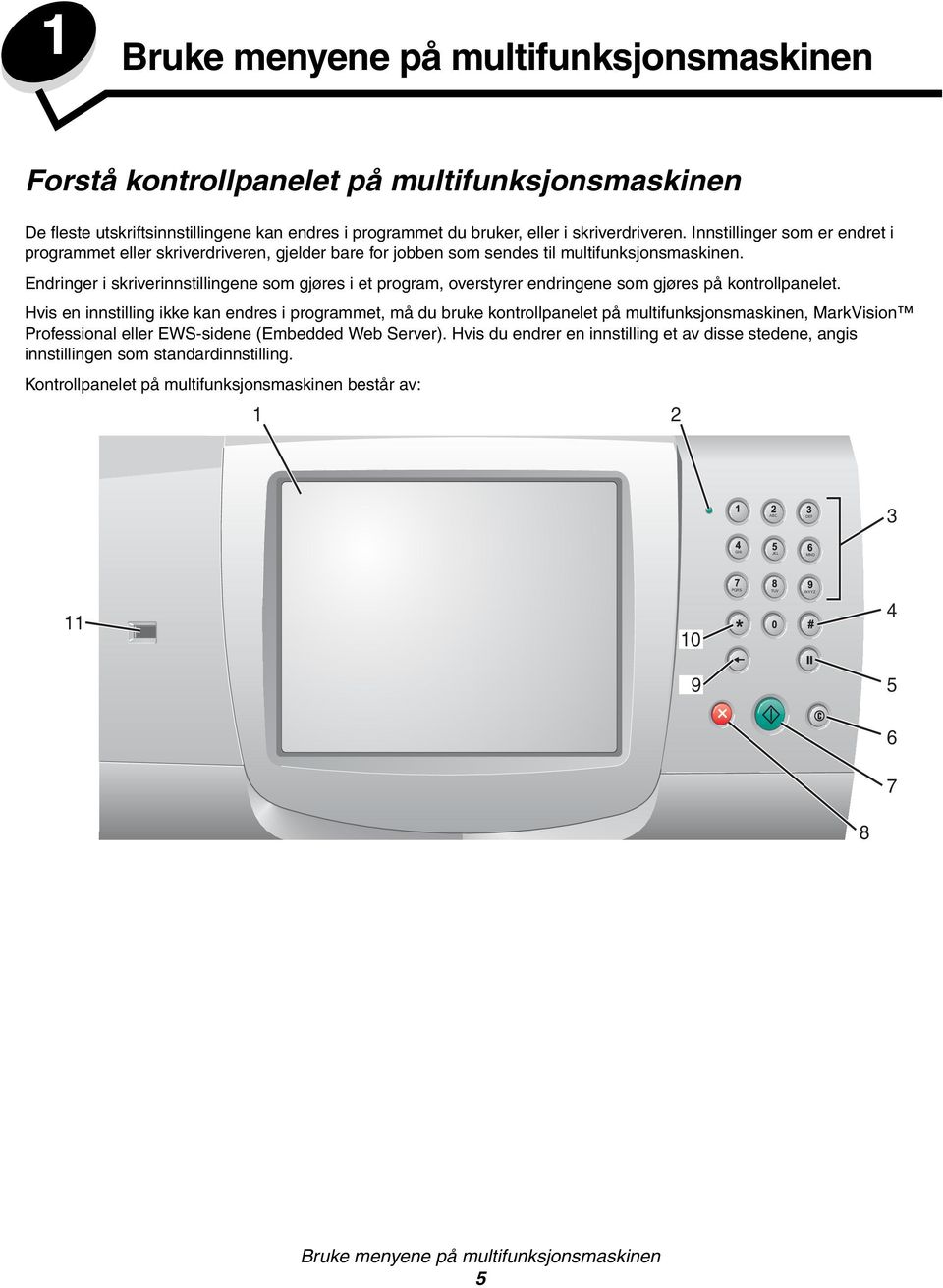 Endringer i skriverinnstillingene som gjøres i et program, overstyrer endringene som gjøres på kontrollpanelet.