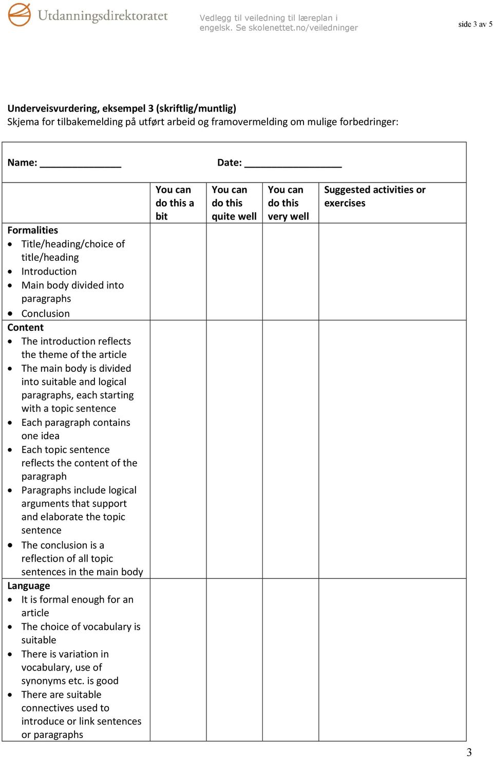 starting with a topic sentence Each paragraph contains one idea Each topic sentence reflects the content of the paragraph Paragraphs include logical arguments that support and elaborate the topic