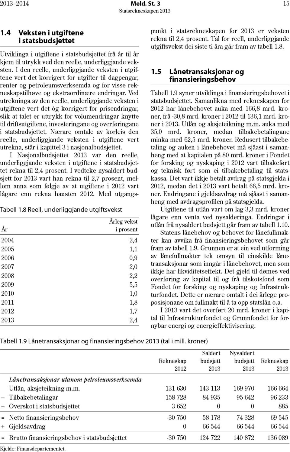 til år kjem til utrykk ved den reelle, underliggjande veksten.