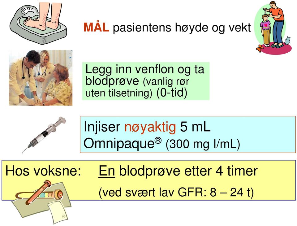 Injiser nøyaktig 5 ml Omnipaque (300 mg I/mL) Hos