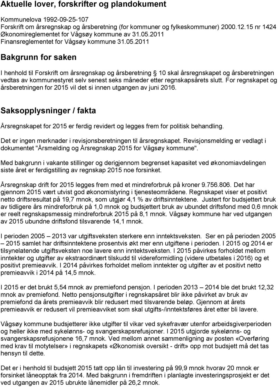 2011 Finansreglementet for Vågsøy kommune 31.05.