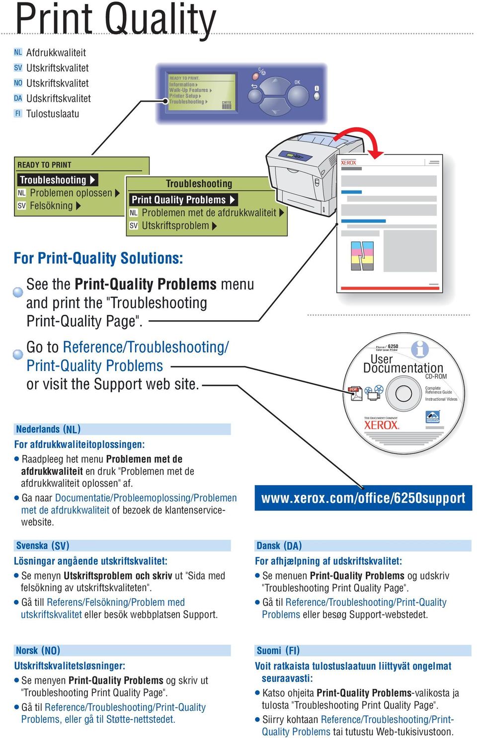 Problems menu and print the " Print-Quality Page". Go to Reference// Print-Quality Problems or visit the Support web site.