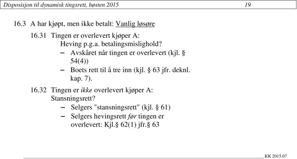 54(4)) Boets rett til å tre inn (kjl. 63 jfr. deknl. kap. 7). 16.