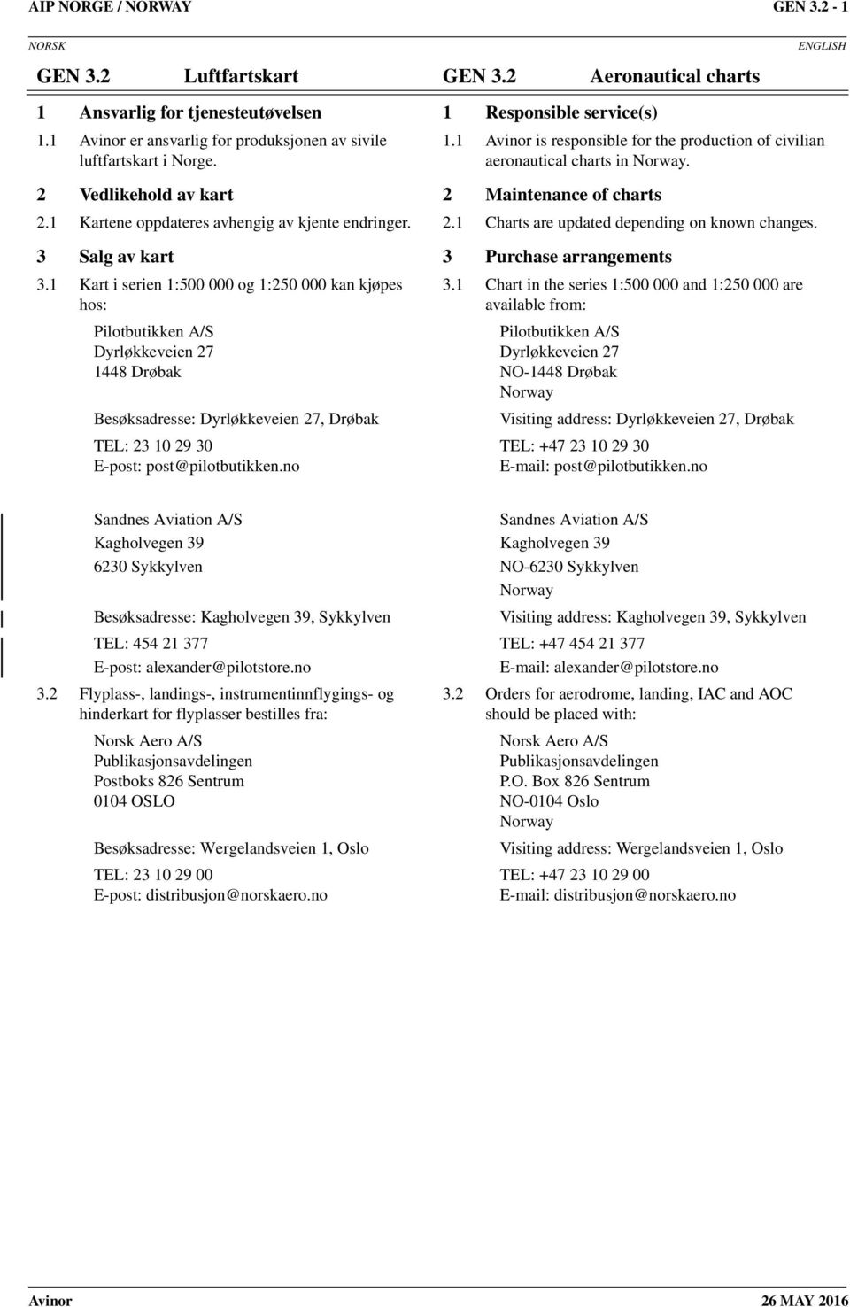 1 Kartene oppdateres avhengig av kjente endringer. 2.1 Charts are updated depending on known changes. 3 Salg av kart 3 Purchase arrangements 3.