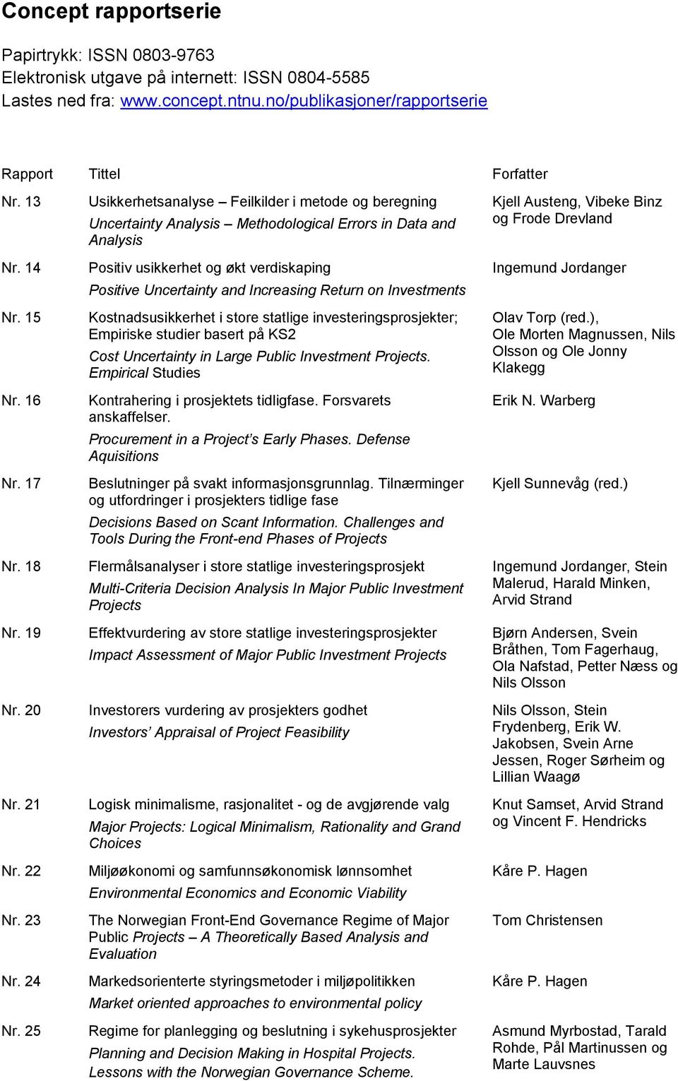 25 Usikkerhetsanalyse Feilkilder i metode og beregning Uncertainty Analysis Methodological Errors in Data and Analysis Positiv usikkerhet og økt verdiskaping Positive Uncertainty and Increasing