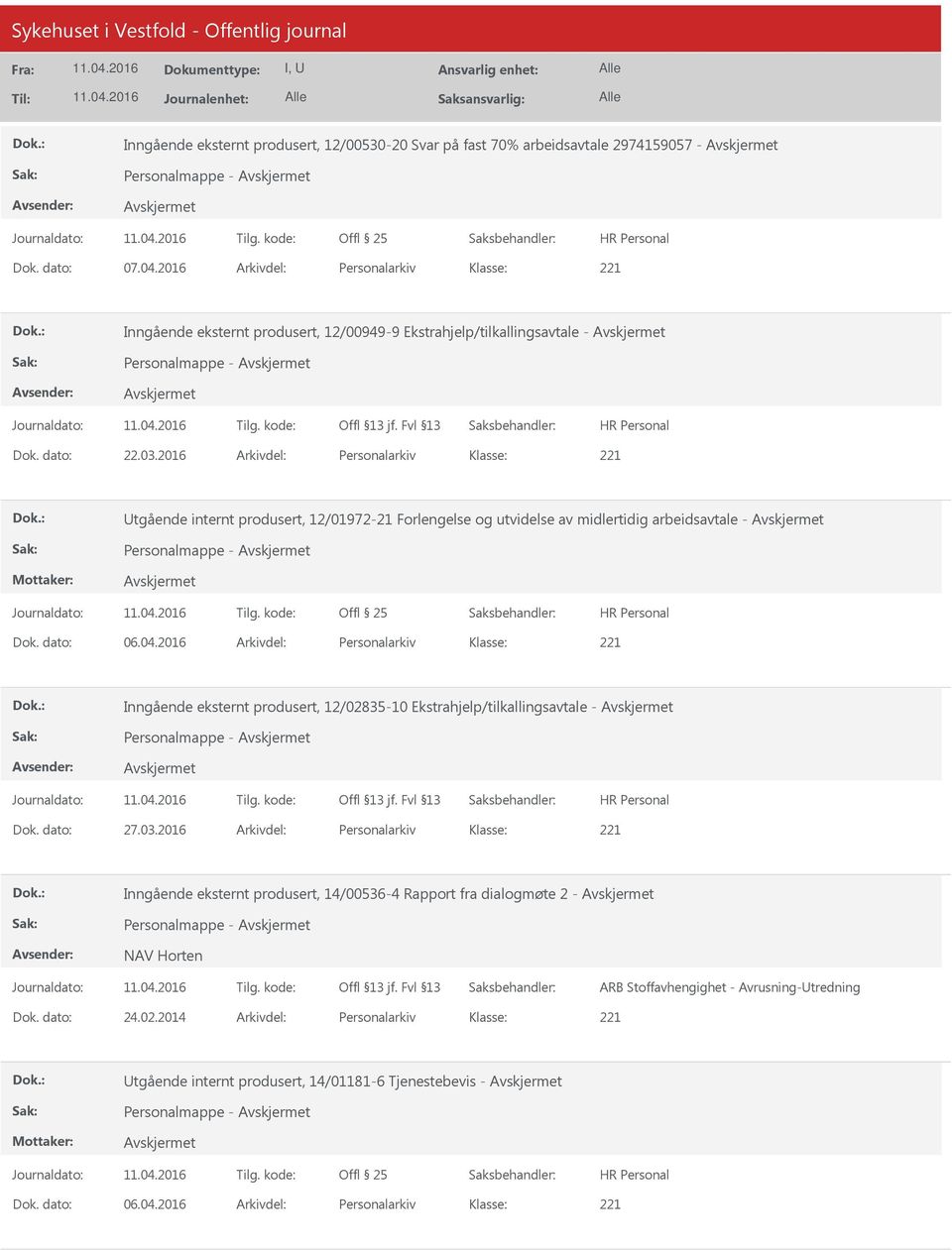 2016 Arkivdel: Personalarkiv tgående internt produsert, 12/01972-21 Forlengelse og utvidelse av midlertidig arbeidsavtale - Personalmappe - Dok. dato: 06.04.