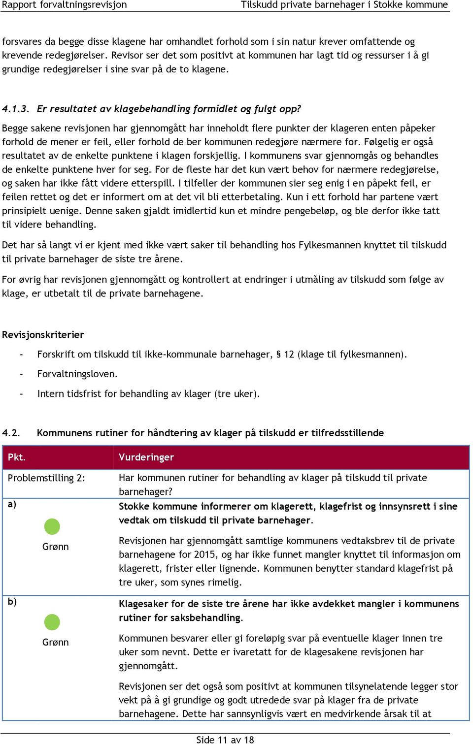 Begge sakene revisjonen har gjennomgått har inneholdt flere punkter der klageren enten påpeker forhold de mener er feil, eller forhold de ber kommunen redegjøre nærmere for.