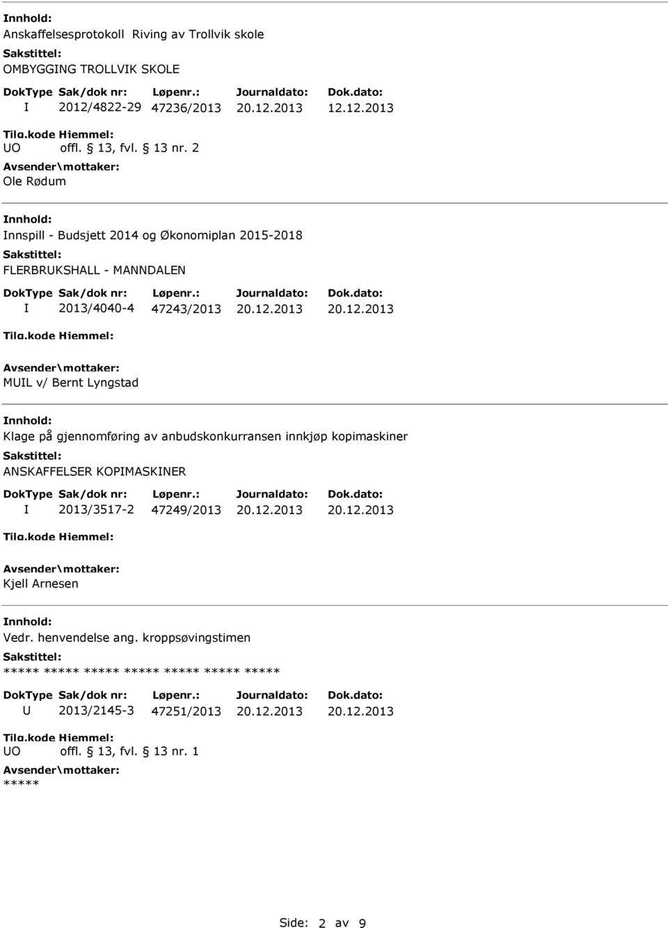 12.2013 nnspill - Budsjett 2014 og Økonomiplan 2015-2018 FLERBRKSHALL - MANNDALEN 2013/4040-4 47243/2013 ML v/