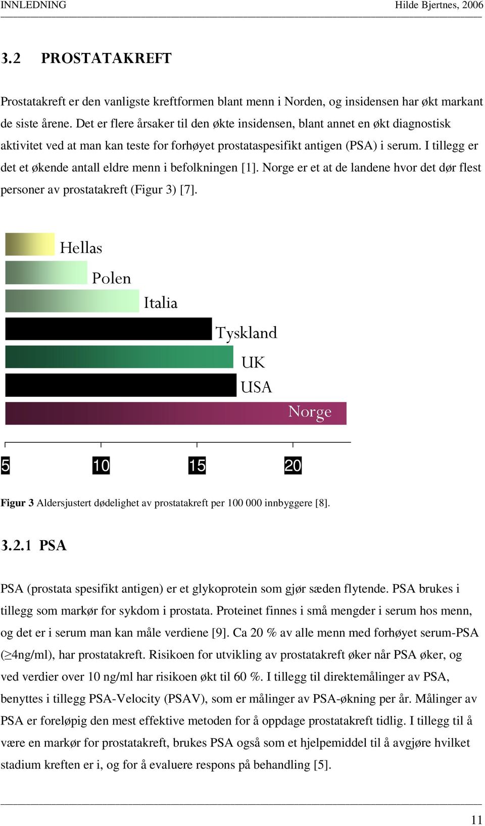 I tillegg er det et økende antall eldre menn i befolkningen [1]. Norge er et at de landene hvor det dør flest personer av prostatakreft (Figur 3) [7].