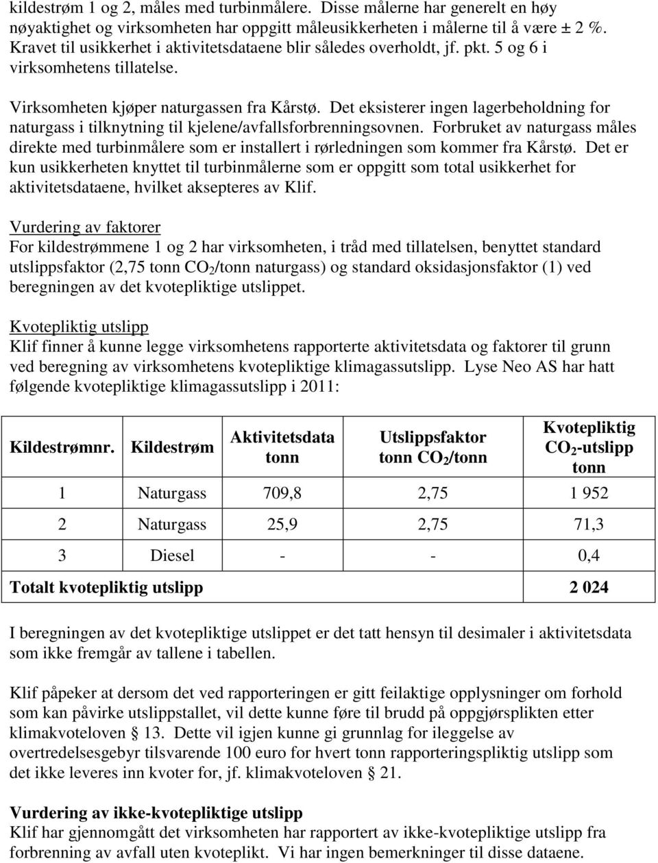 Det eksisterer ingen lagerbeholdning for naturgass i tilknytning til kjelene/avfallsforbrenningsovnen.