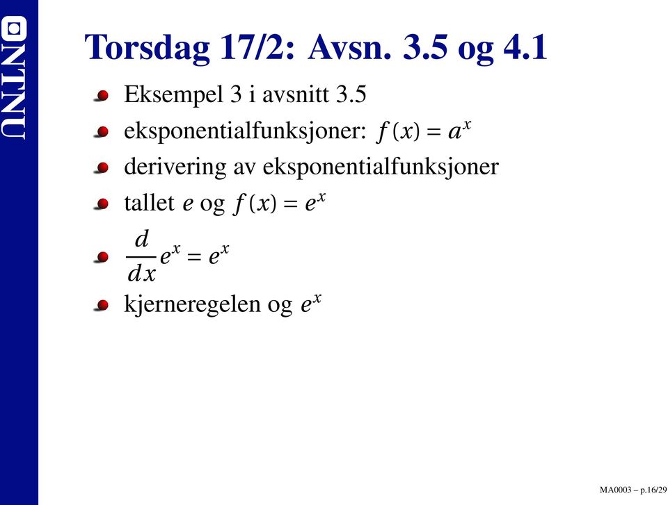 5 eksponentialfunksjoner: f (x) = a x derivering