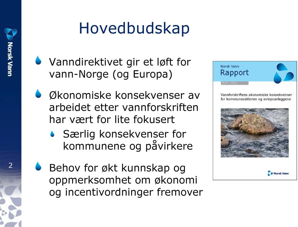 lite fokusert Særlig konsekvenser for kommunene og påvirkere 2 Behov