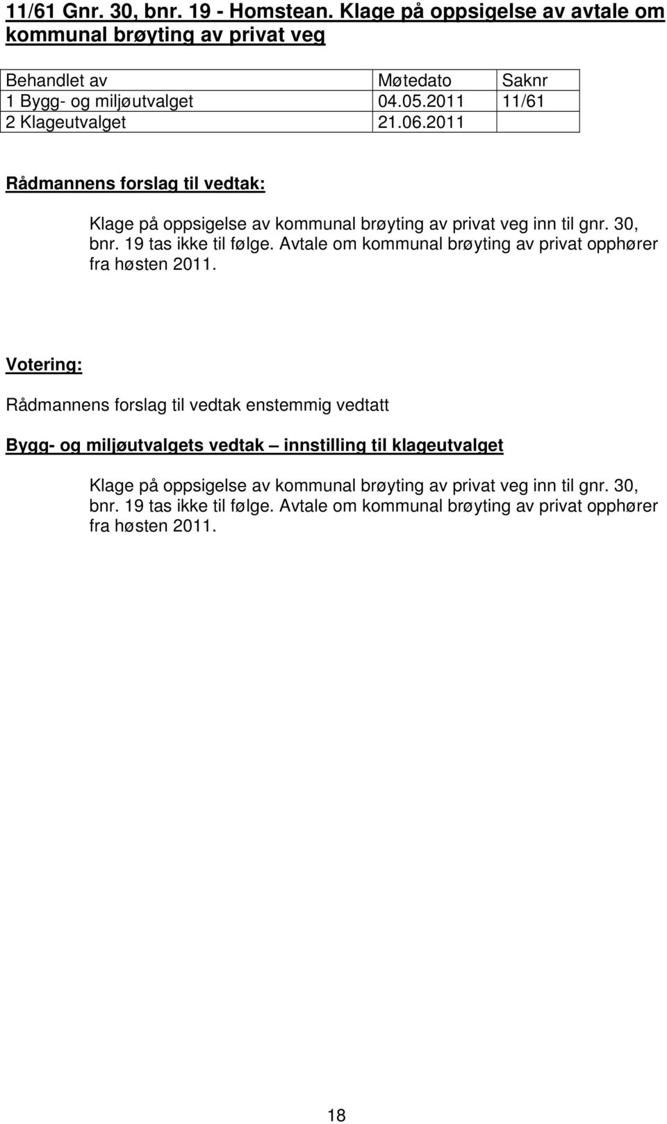 Avtale om kommunal brøyting av privat opphører fra høsten 2011.