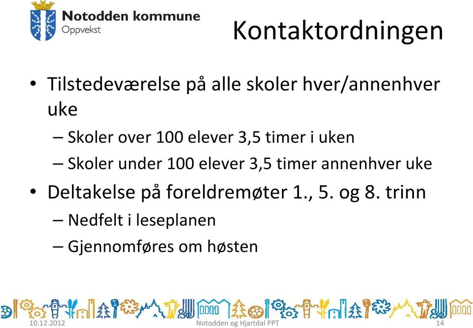 elever 3,5 timer annenhver uke Deltakelse påforeldremøter 1.