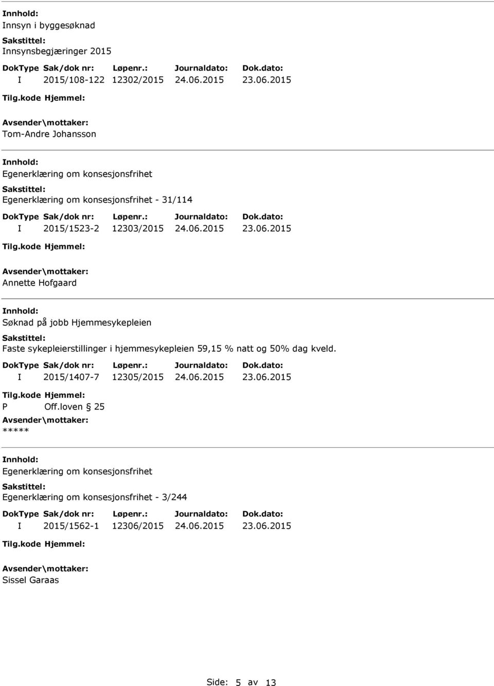 Hjemmesykepleien Faste sykepleierstillinger i hjemmesykepleien 59,15 % natt og 50% dag kveld.