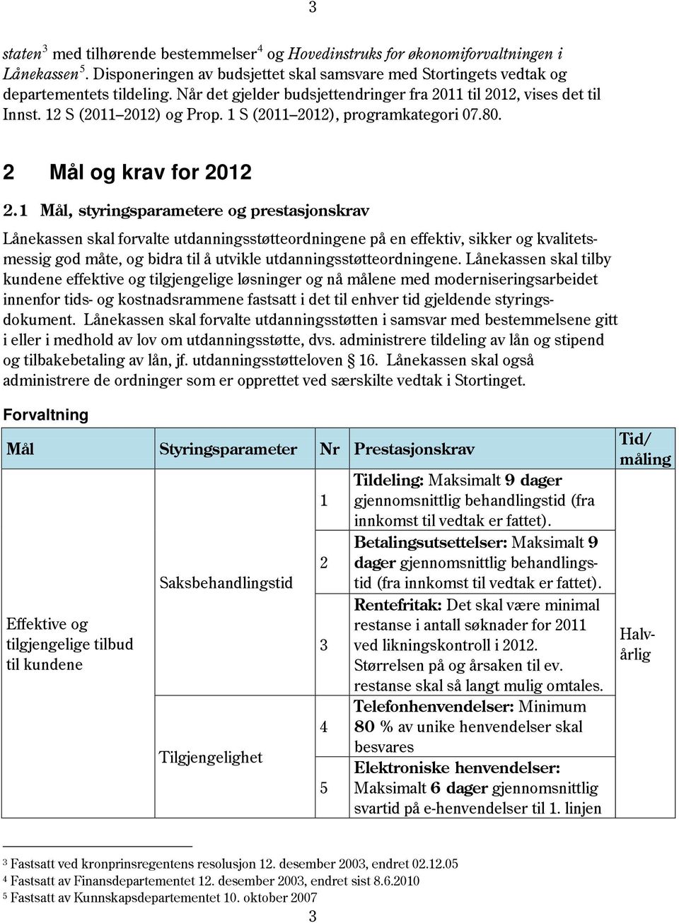 1 Mål, styringsparametere og prestasjonskrav Lånekassen skal forvalte utdanningsstøtteordningene på en effektiv, sikker og kvalitetsmessig god måte, og bidra til å utvikle utdanningsstøtteordningene.