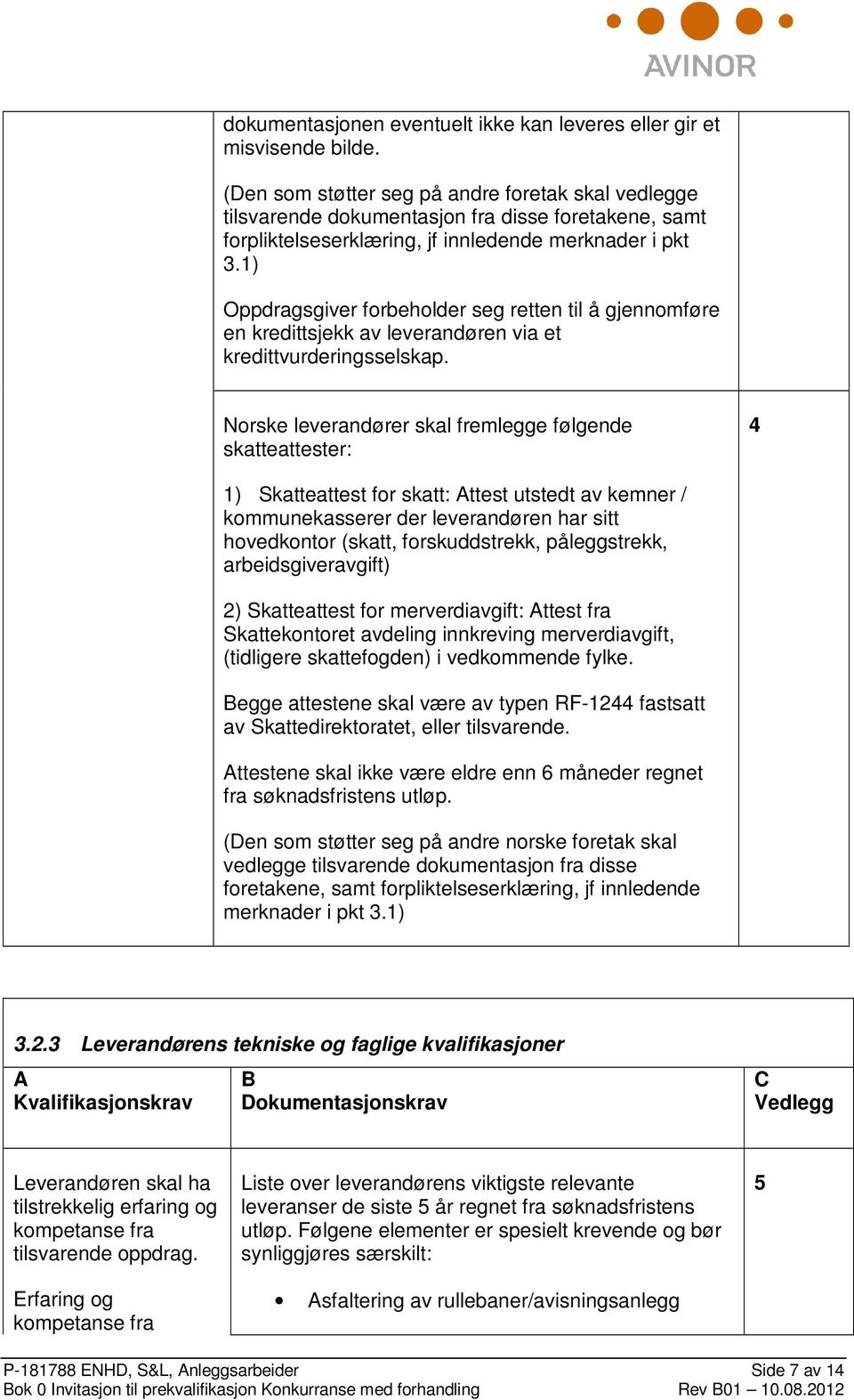 1) Oppdragsgiver forbeholder seg retten til å gjennomføre en kredittsjekk av leverandøren via et kredittvurderingsselskap.