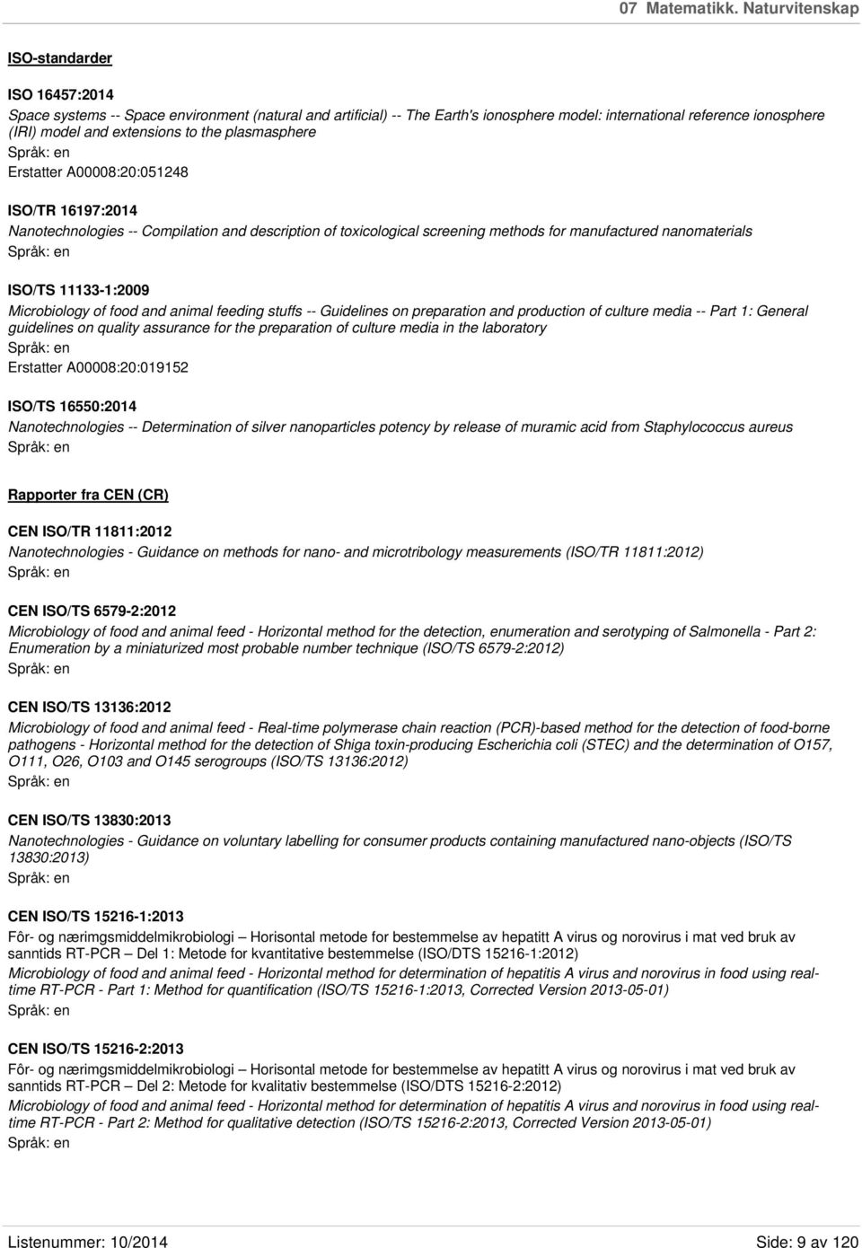 to the plasmasphere Erstatter A00008:20:051248 ISO/TR 16197:2014 Nanotechnologies -- Compilation and description of toxicological screening methods for manufactured nanomaterials ISO/TS 11133-1:2009