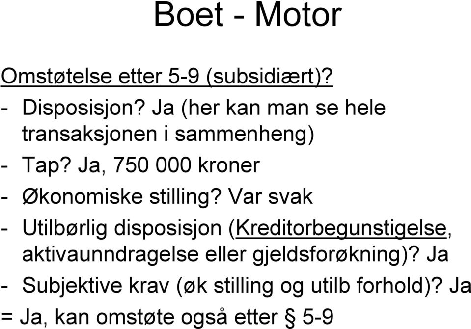 Ja, 750 000 kroner - Økonomiske stilling?