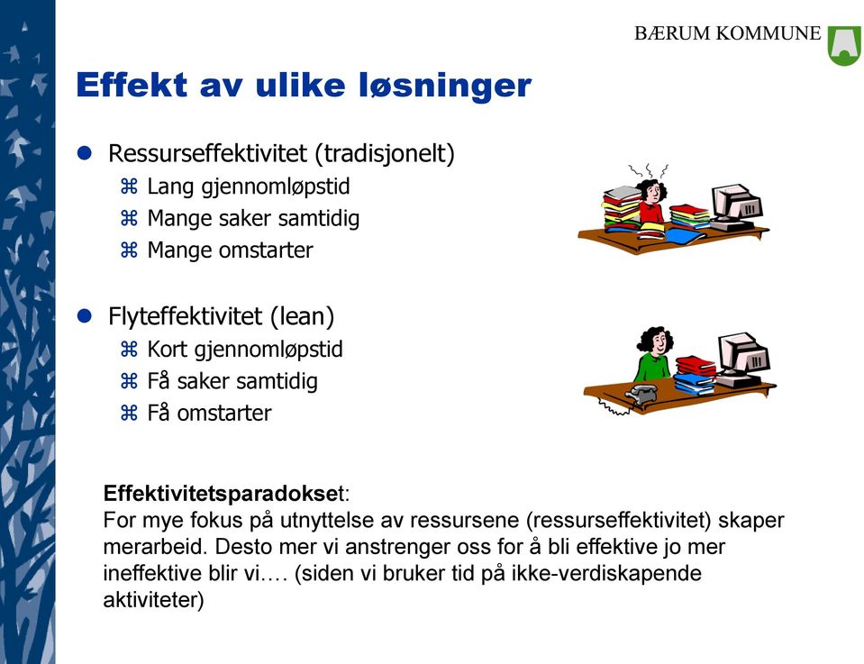 Effektivitetsparadokset: For mye fokus på utnyttelse av ressursene (ressurseffektivitet) skaper merarbeid.