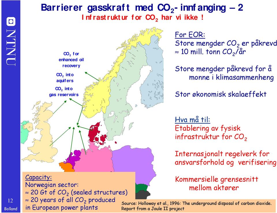 tonn CO 2 /år Store mengder påkrevd for å monne i klimasammenheng Stor økonomisk skalaeffekt Hva må til: Etablering av fysisk infrastruktur for CO 2 Internasjonalt