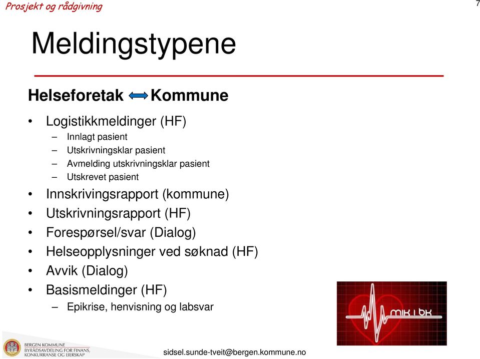 Innskrivingsrapport (kommune) Utskrivningsrapport (HF) Forespørsel/svar (Dialog)