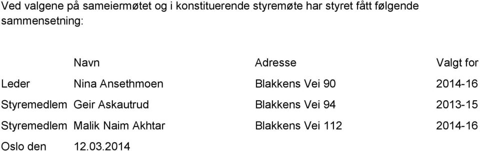 Ansethmoen Blakkens Vei 90 2014-16 Styremedlem Geir Askautrud Blakkens