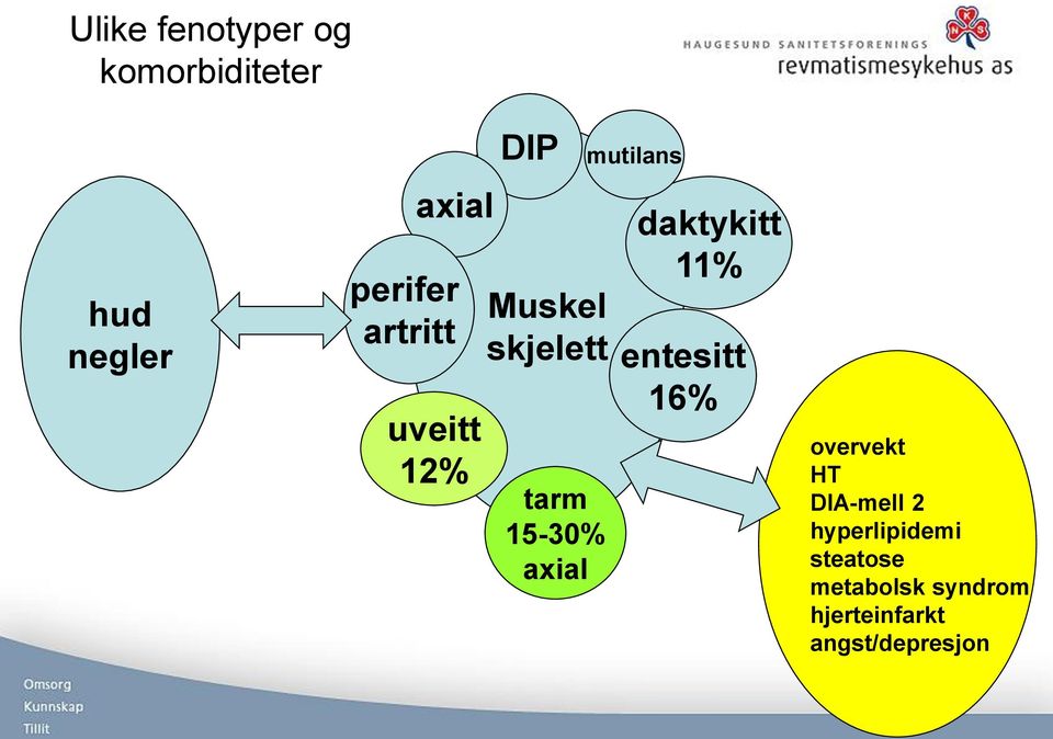 mutilans daktykitt 11% entesitt 16% overvekt HT DIA-mell 2