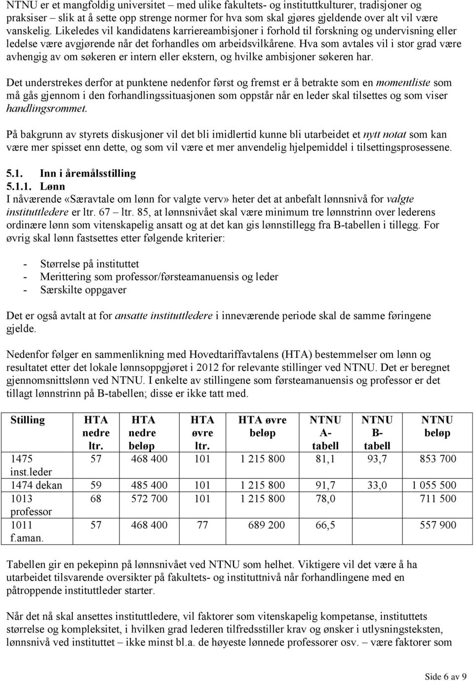 Hva som avtales vil i stor grad være avhengig av om søkeren er intern eller ekstern, og hvilke ambisjoner søkeren har.