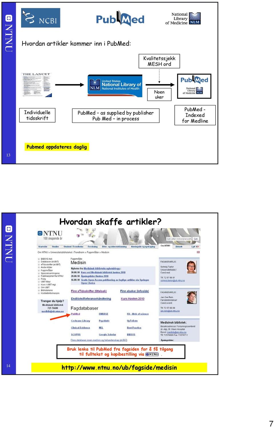 Medline 3 Pubmed oppdateres daglig Hvordan skaffe artikler?