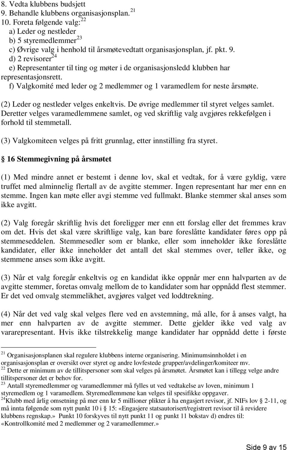 d) 2 revisorer 24 e) Representanter til ting og møter i de organisasjonsledd klubben har representasjonsrett. f) Valgkomité med leder og 2 medlemmer og 1 varamedlem for neste årsmøte.