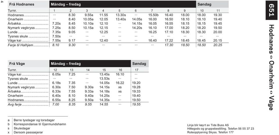 10 18.30 18.30 20.00 Tysnes skule... 7.50s Våge kai... 7.55s 9.17 12.40 16.40 17.22 18.45 18.45 20.15 Ferje til Halhjem... 8.10 9.30 17.30 18.50 18.50 20.25 Frå Våge Måndag fredag Søndag Turnr.