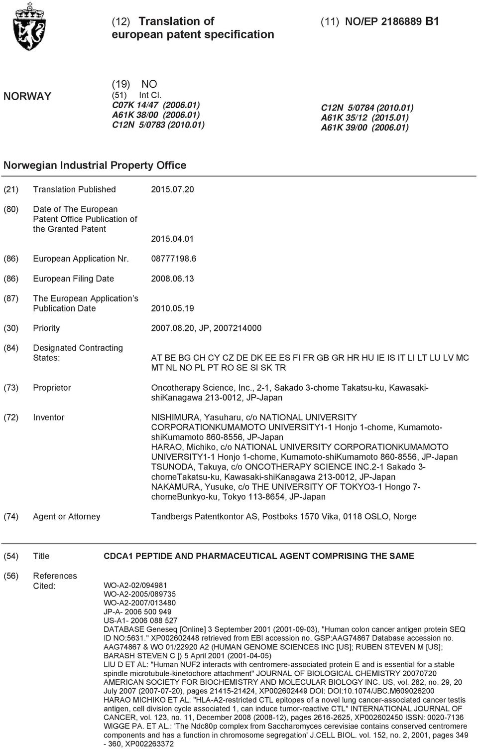 04.01 (86) European Application Nr. 087