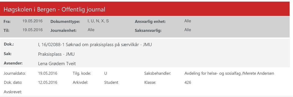 Tveit Avdeling for helse- og sosialfag /Merete