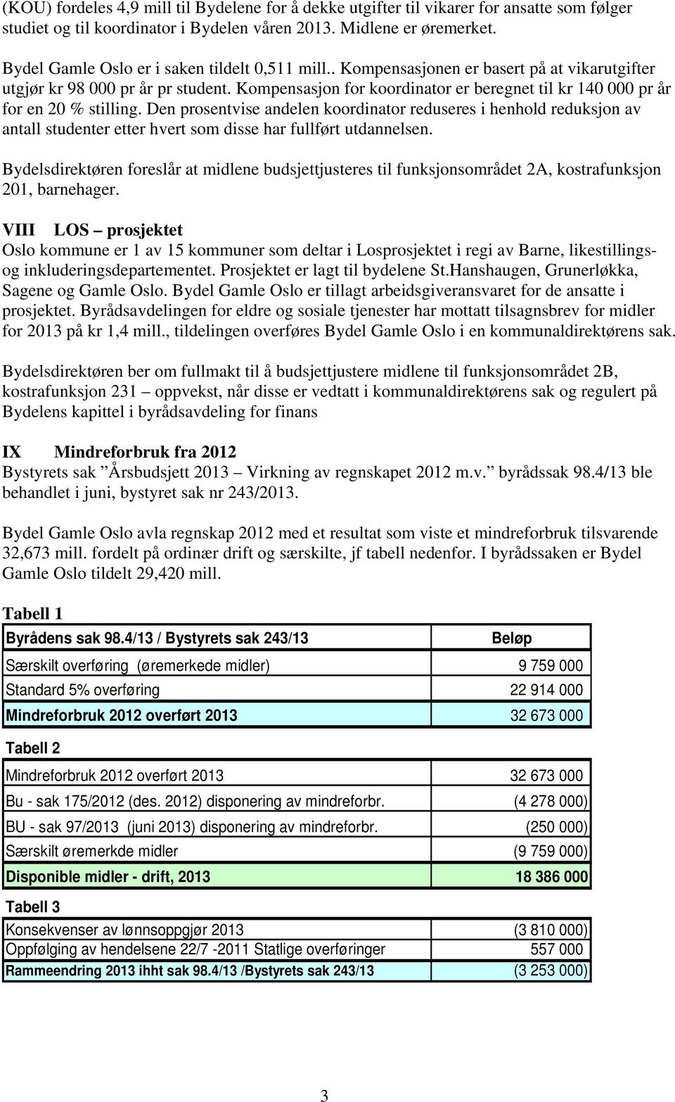 Kompensasjon for koordinator er beregnet til kr 140 000 pr år for en 20 % stilling.