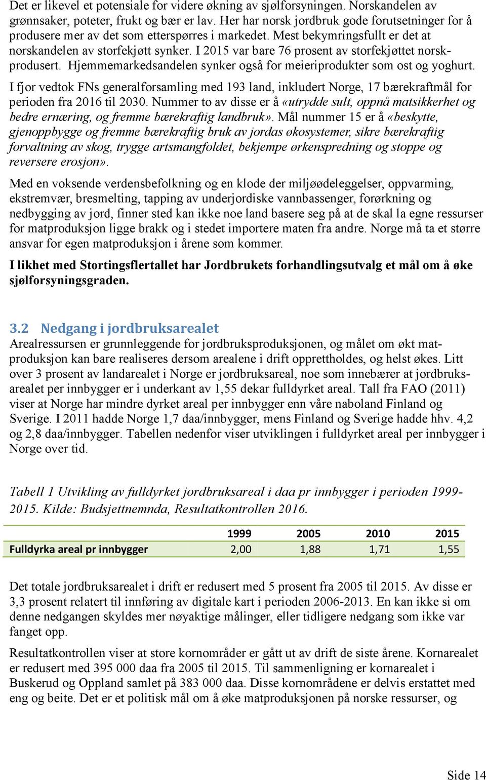 I 2015 var bare 76 prosent av storfekjøttet norskprodusert. Hjemmemarkedsandelen synker også for meieriprodukter som ost og yoghurt.