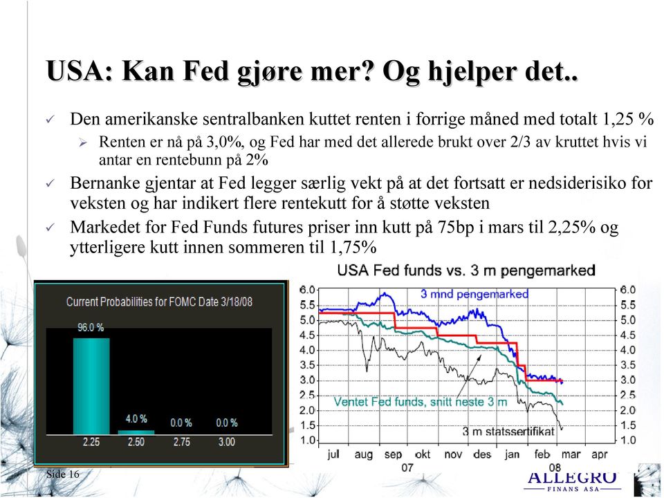 allerede brukt over 2/3 av kruttet hvis vi antar en rentebunn på 2% Bernanke gjentar at Fed legger særlig vekt på at det