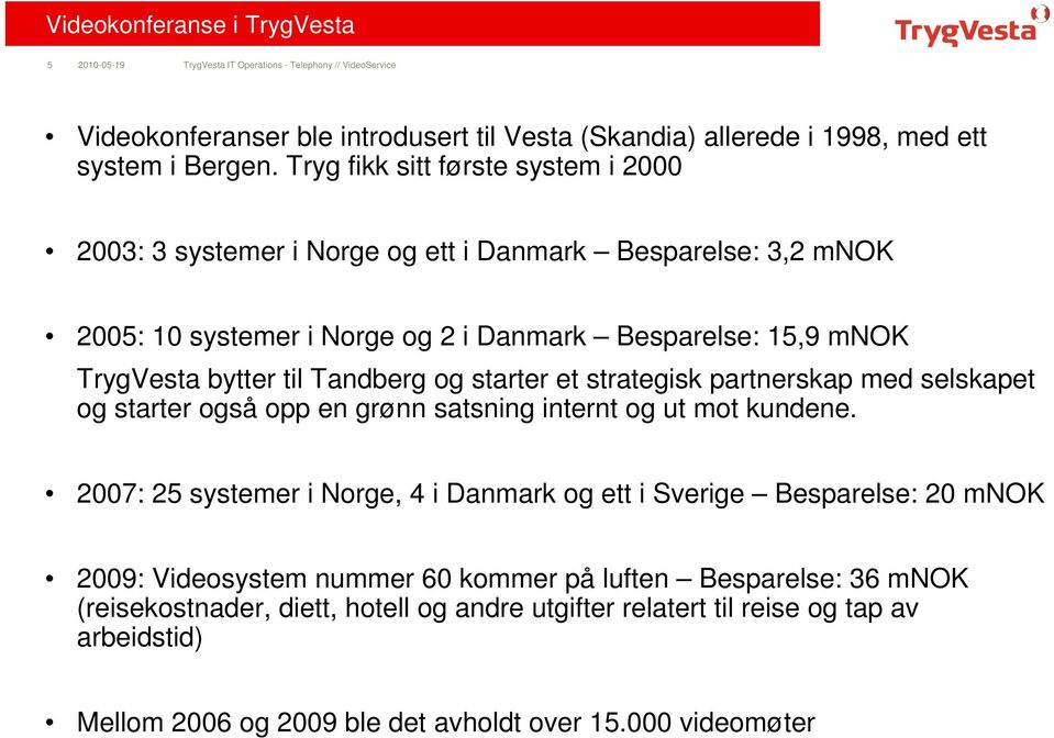 Tandberg og starter et strategisk partnerskap med selskapet og starter også opp en grønn satsning internt og ut mot kundene.