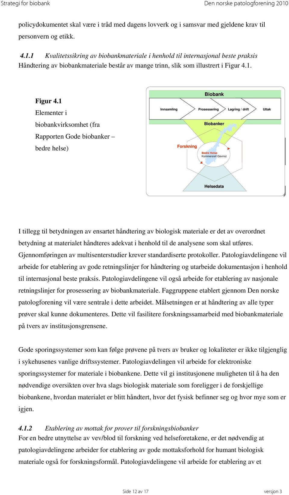 1 Kvalitetssikring av biobankmateriale i henhold til internasjonal beste praksis Håndtering av biobankmateriale består av mange trinn, slik som illustrert i Figur 4.