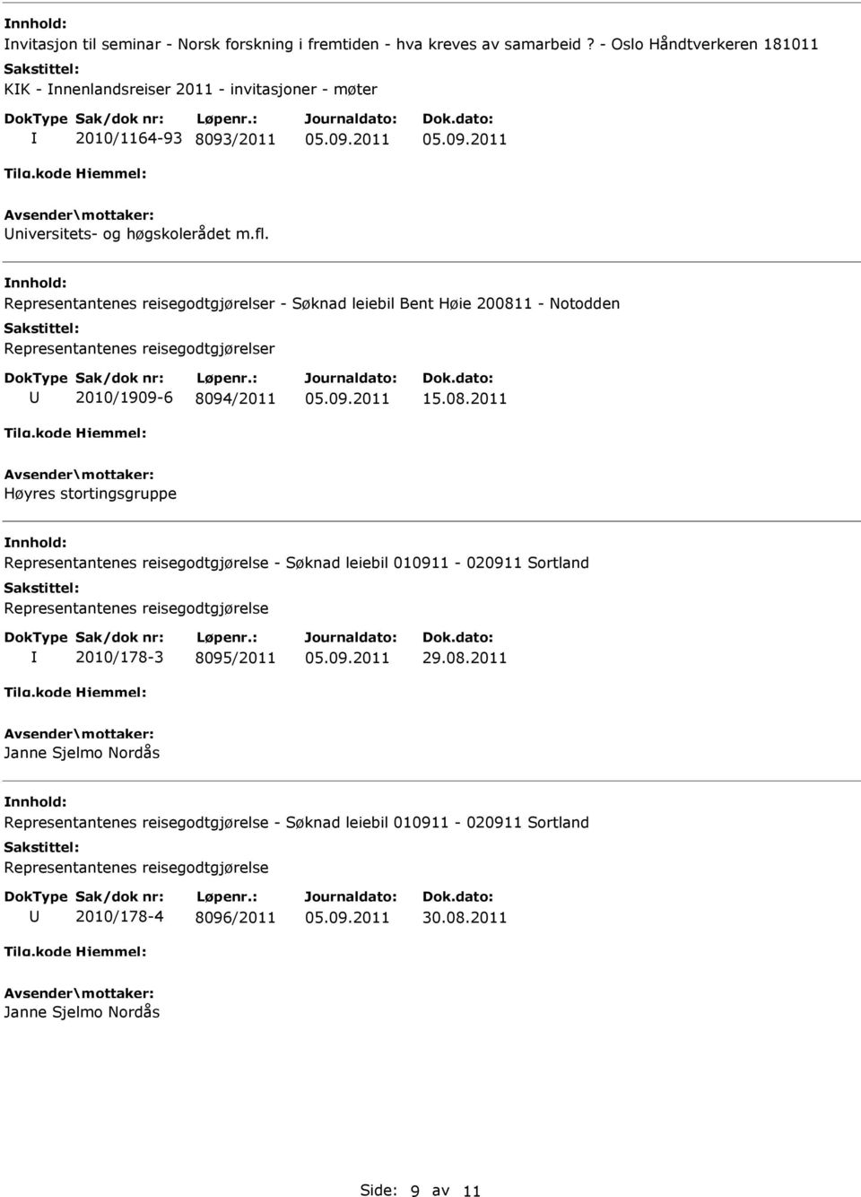 høgskolerådet m.fl. r - Søknad leiebil Bent Høie 20081