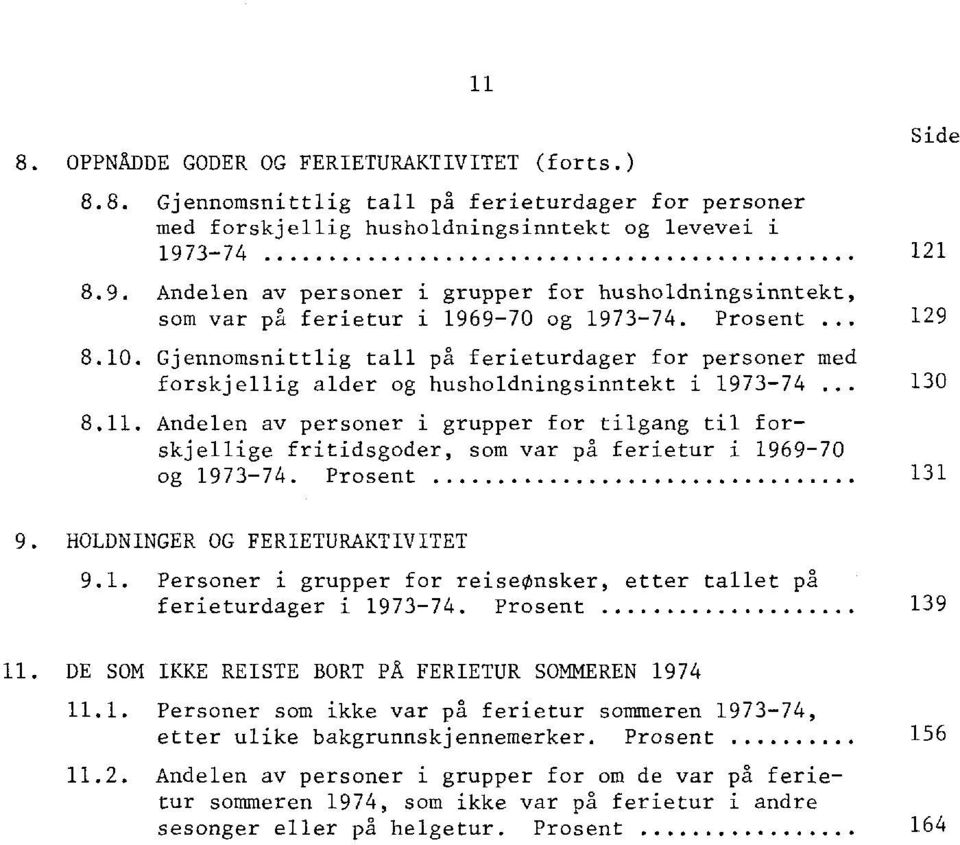 Gjennomsnittlig tall på ferieturdager for personer med forskjellig alder og husholdningsinntekt i 1973-74 130 8.11.