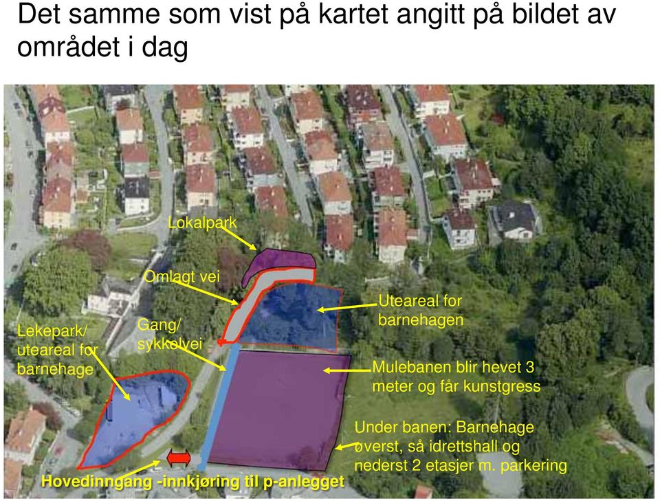 barnehagen Mulebanen blir hevet 3 meter og får kunstgress Hovedinngang