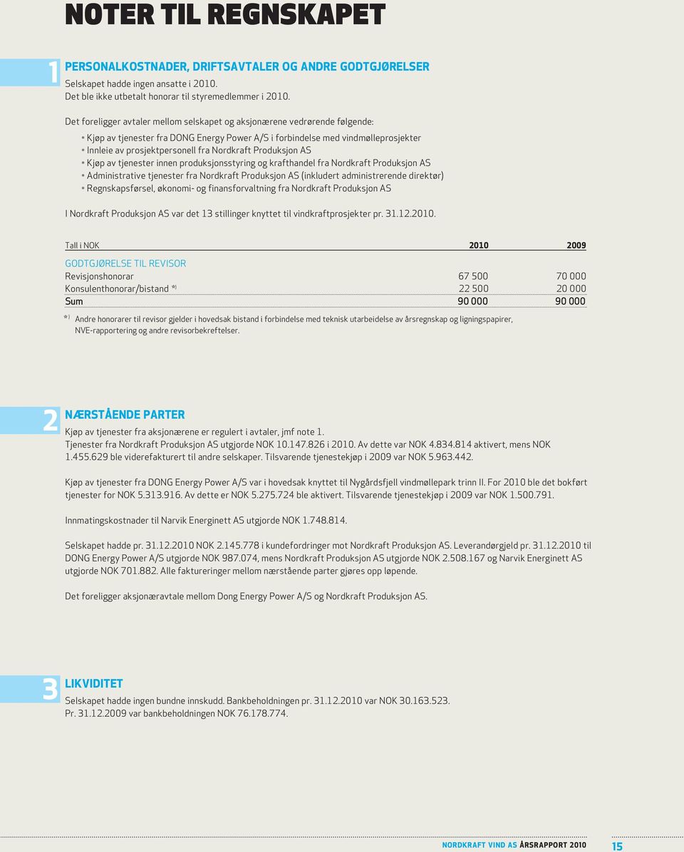 Nordkraft Produksjon AS Kjøp av tjenester innen produksjonsstyring og krafthandel fra Nordkraft Produksjon AS Administrative tjenester fra Nordkraft Produksjon AS (inkludert administrerende direktør)