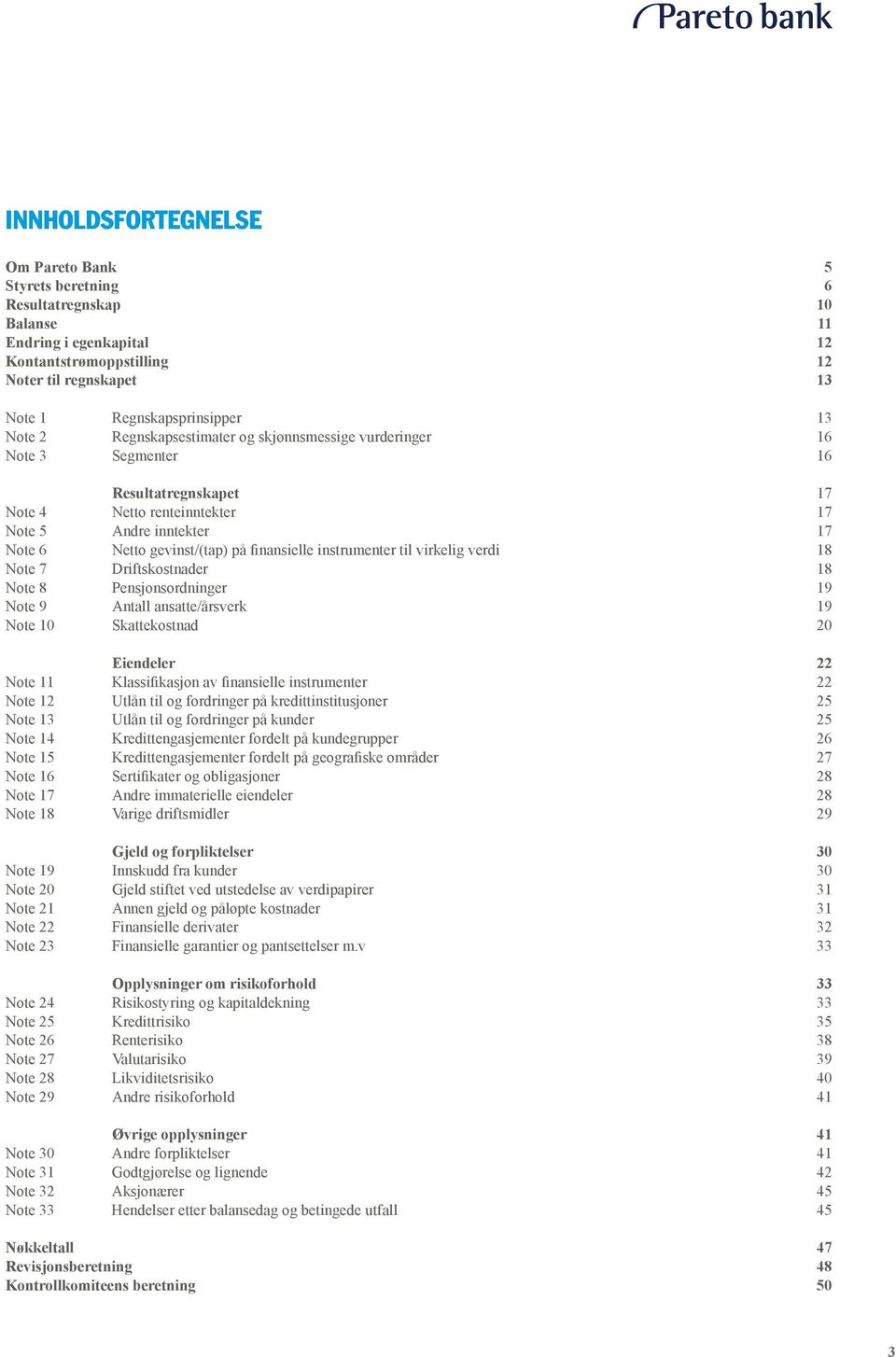 instrumenter til virkelig verdi 18 Note 7 Driftskostnader 18 Note 8 Pensjonsordninger 19 Note 9 Antall ansatte/årsverk 19 Note 10 Skattekostnad 20 Eiendeler 22 Note 11 Klassifikasjon av finansielle