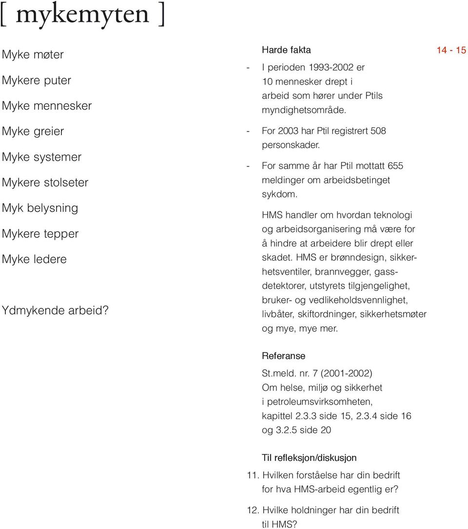 - For samme år har Ptil mottatt 655 meldinger om arbeidsbetinget sykdom. HMS handler om hvordan teknologi og arbeidsorganisering må være for å hindre at arbeidere blir drept eller skadet.